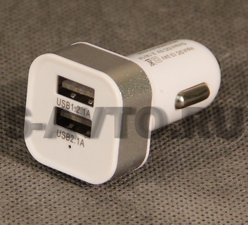 Адаптер USB в прикуриватель 12-24в 2 выхода 2,1А/1А