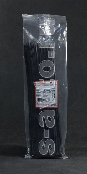 Хомуты пластмассовые для жгутов чёрные 290 мм  (упаковка 100 шт)