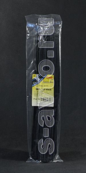 Хомуты пластмассовые для жгутов чёрные 360 мм (упаковка 100 шт)
